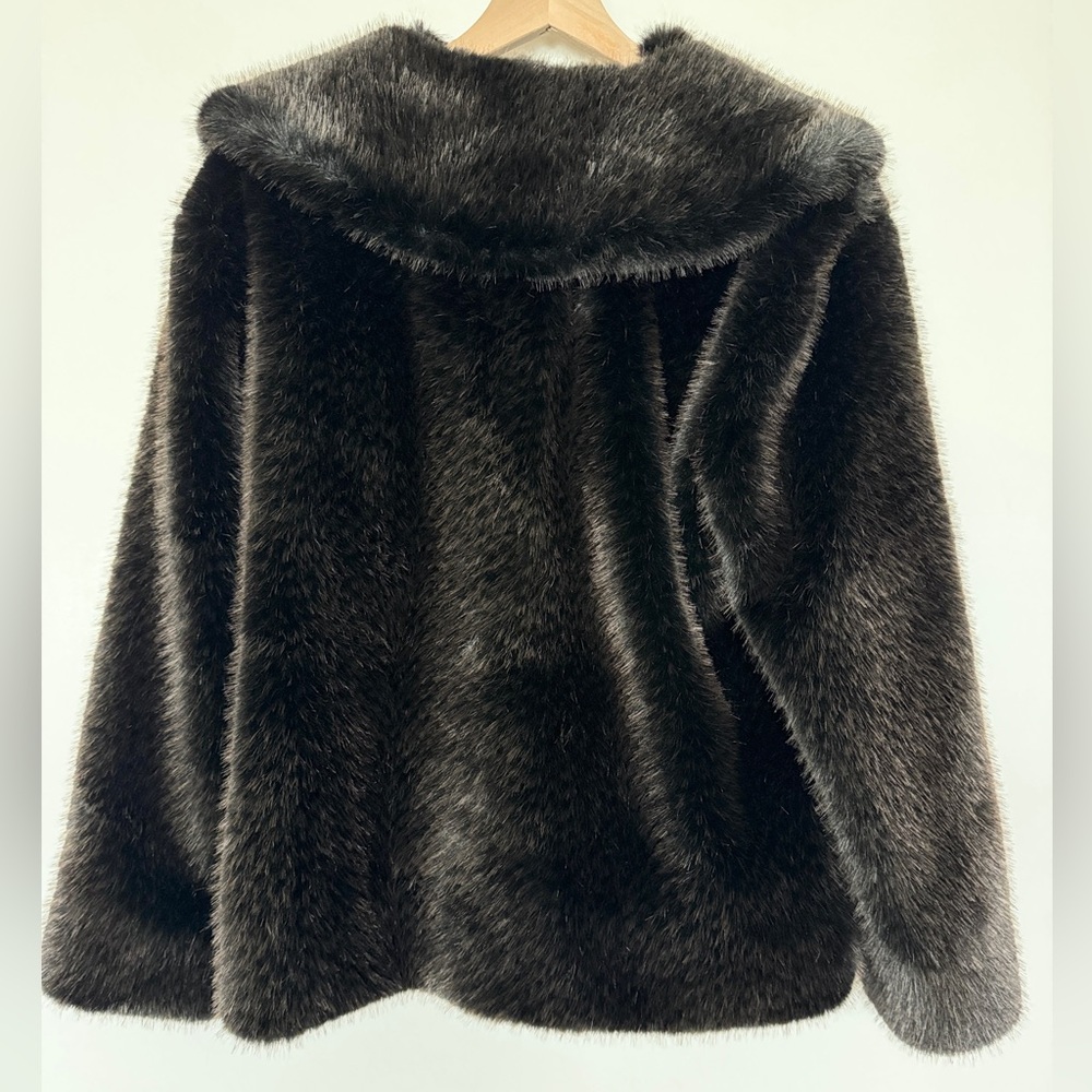 Anine Bing Faux Fur Hilary Jacket Coat in Black and Brown 0101 - Picture 4 of 16